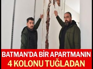 Batman’da bir apartmanın 4 kolonu tuğladan yapılmış