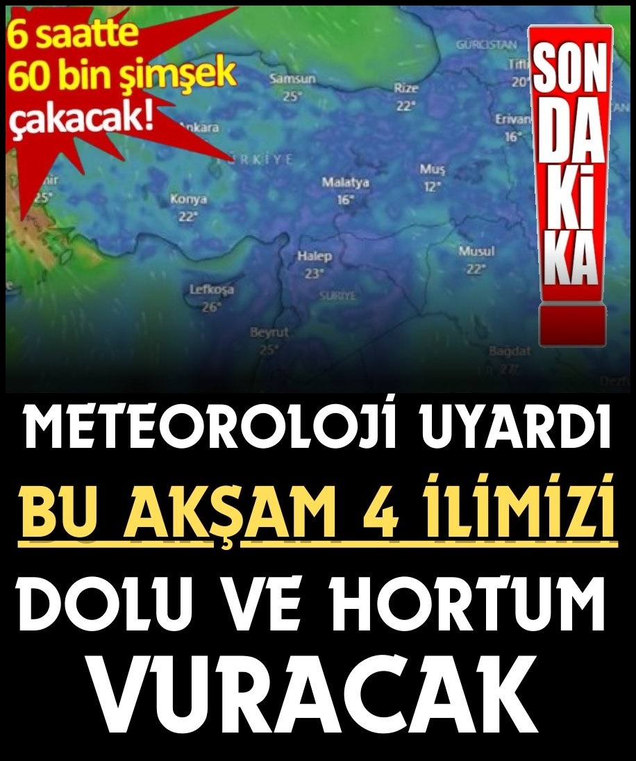 Bu akşam 4 ili dolu ve hortum vuracak. galerisi resim 1