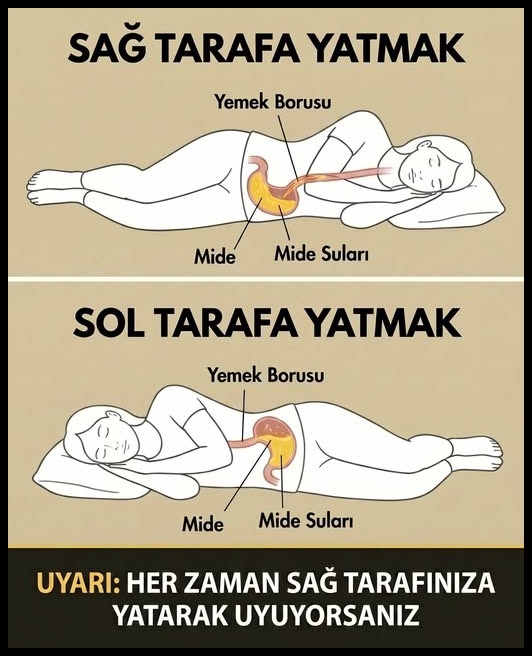 Unutmayın ki, eğer her zaman sağ tarafınıza yatarak uyuyorsanız