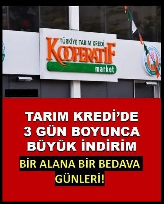 TARIM KREDİ MARKETİNDE İNDİRİM
