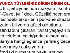 Genç kız, el aynasında makyajını kontrol etti…