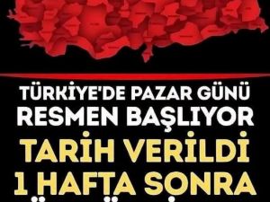 Pazar günü geliyor..