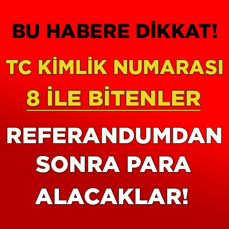 TC KİMLİK NUMARASI 8 İLE BİTENLER REFERANDUMDAN SONRA PARA ALACAKLAR! galerisi resim 1