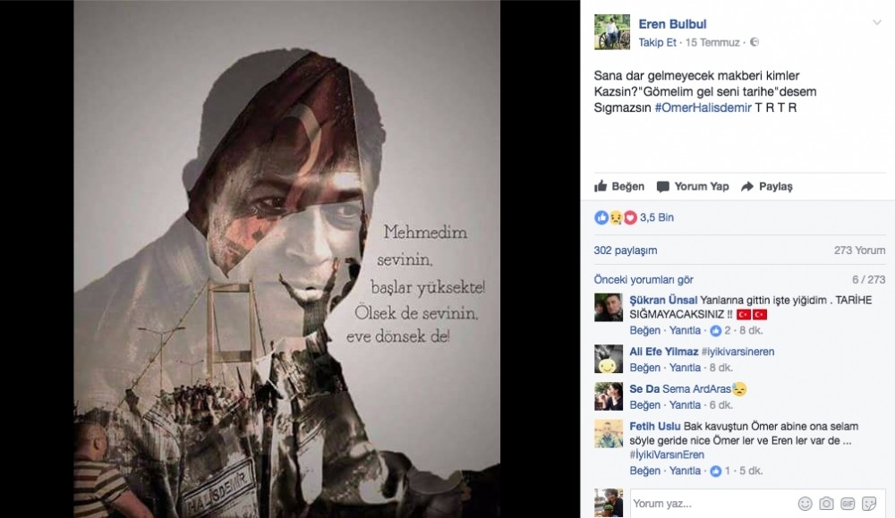 15 yaşında şehit olan Eren Bülbül'ün Ömer Halisdemir paylaşımına ba galerisi resim 3