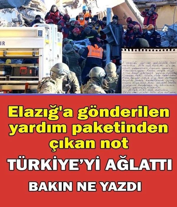 BİR YARDIM PAKETİNİN İÇİNDEN ÇIKAN NOT galerisi resim 1