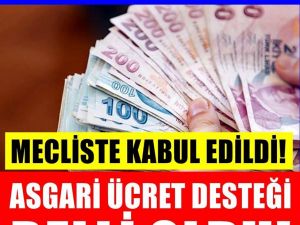 Mecliste Kabul Edildi. Asgari Ücret Desteği Belli Oldu