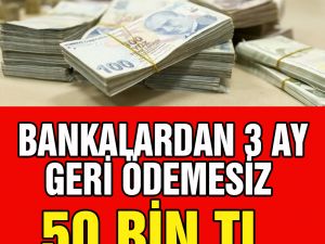 Bankalardan 3 Ay Geri Ödemesiz 50 Bin lira Kredi