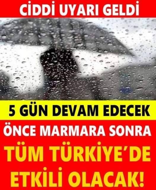 Meteoroloji (MGM): 5 Gün Devam Edecek! Önce Marmara Sonra... galerisi resim 1