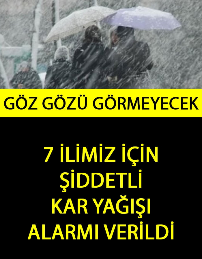 7 İlimiz İçin Kar Yağışı Alarmı Verildi galerisi resim 1