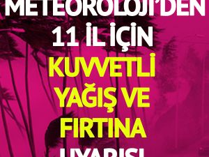 Meteoroloji’den 11 il için kuvvetli yağış ve fırtına uyarısı