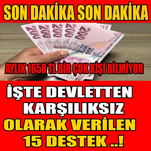 İşte devletten karşılıksız olarak verilen 15 destek! galerisi resim 1