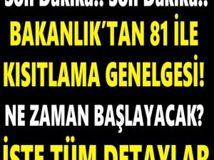 Bakanlıktan 81 Şehre Kısıtlama