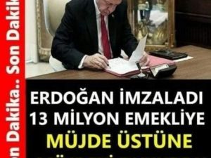On + üç Milyon Emekliye Yeni Müjde