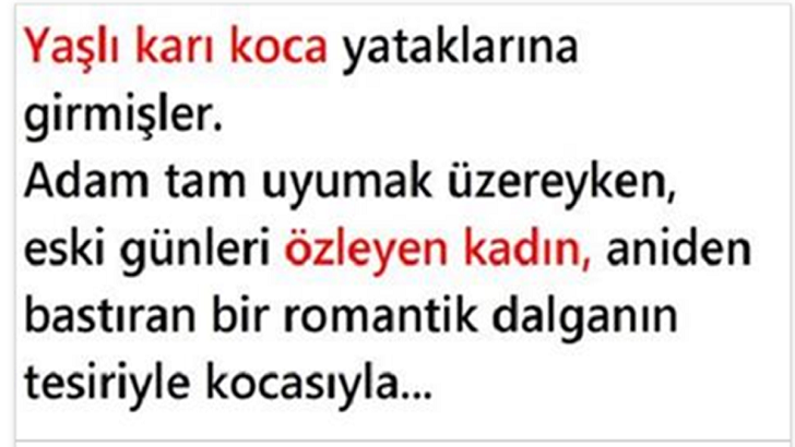 Yaşlı karı koca yataklarına girmişler