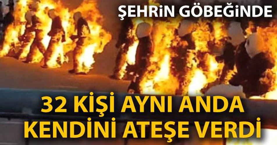 Şehrin göbeğinde 32 kişi aynı anda kendini ateşe verdi