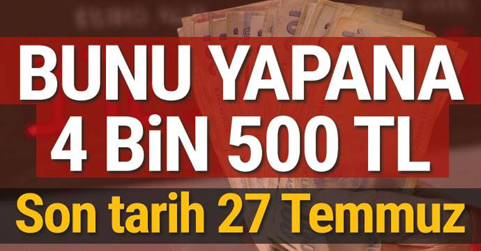 Bunu yapana 4 bin 500 TL Son tarih 27 Temmuz, sakın kaçırmayın
