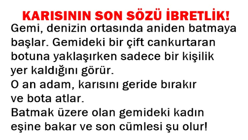 GEMİ BATARKEN KARISININ SÖYLEDİĞİ O SON SÖZ