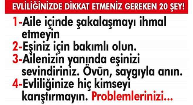 Evliliğinizde Dikkat Etmeniz Gerekenler