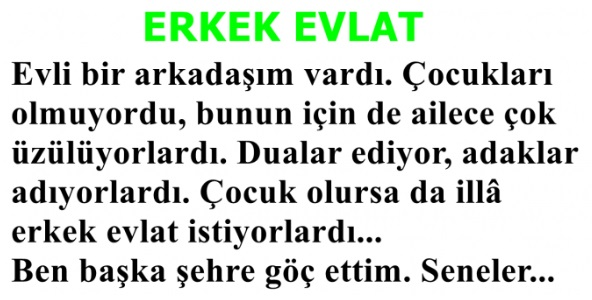 Gunun Hikayesi :Erkek Evlat