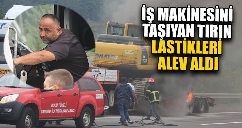 İş Makinesini Taşıyan Tır Alev Aldı