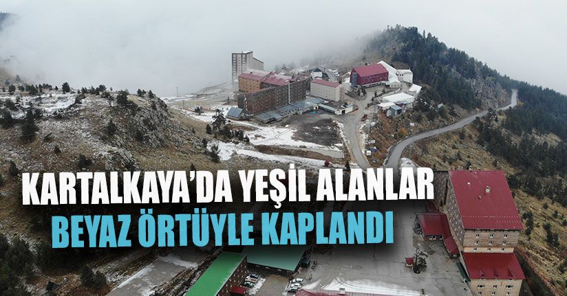 Kartalkaya’da Beyaza Bürünen Alanlar Havadan Görüntülendi