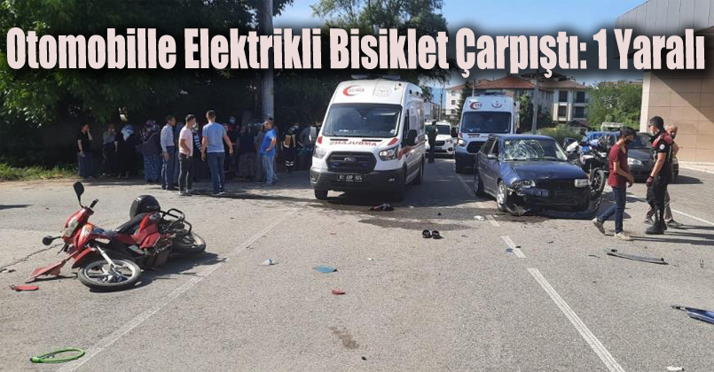 Otomobille elektrikli bisiklet çarpıştı: 1 yaralı
