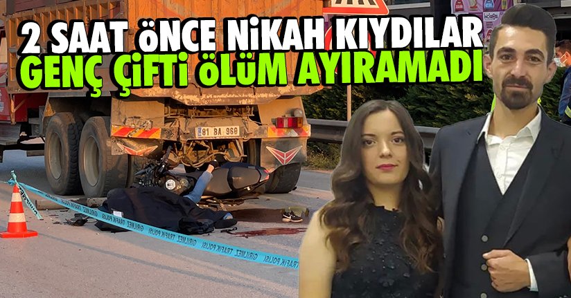 Nikah kıyan çifti, trafik canavarı ayıramadı