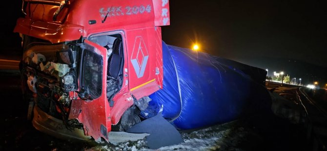 Lastik patlayınca yoldan çıktı