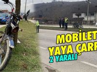 Karşıdan karşıya geçen adama mobilet çarptı: 2 yaralı
