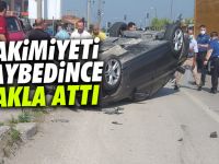 Hakimiyetini kaybeden sürücü takla attı