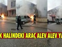 Park halindeki hafif ticari araç alev alev yandı
